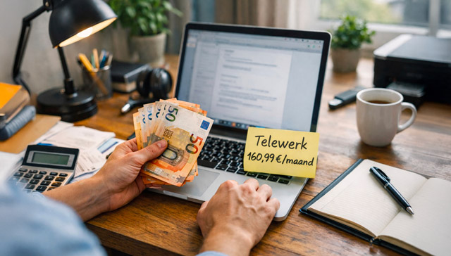 Telewerkvergoeding stijgt naar 160,99 € vanaf maart 2026