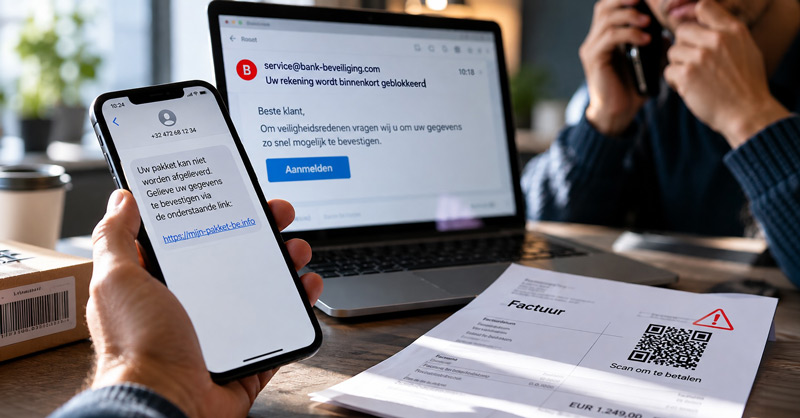 Phishing, valse sms’jes, telefoontjes en QR-codes: fraudeurs veranderen van methode, niet van doel